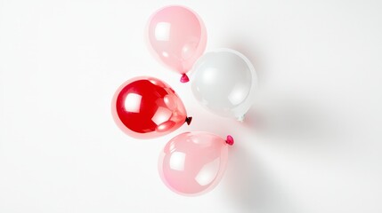 Colorful Balloons in Various Shades on White Background