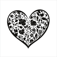 heart of black and white flowers