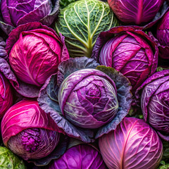 Obraz premium vibrant purple red cabbage heads with interesting