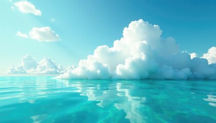 Gentle wisps of white cloud drift across the surface of turquoise water, abstract composition, clouds, compositional elements, soft light