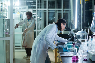 Woman Working In Lab, Zombie Colleague Entering Room