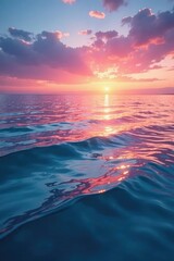 Fototapeta premium Gentle ripples on a calm sea with colorful sky, calm sea, , colorful sky