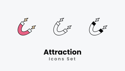 Attraction Icons thin line and glyph vector icon stock illustration