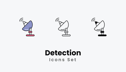 Detection Icons thin line and glyph vector icon stock illustration
