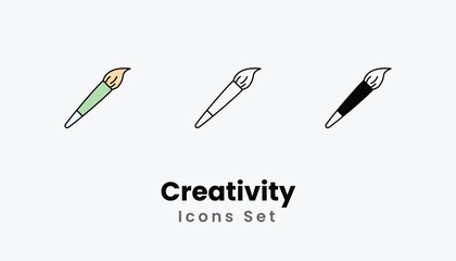 Creativity Icons thin line and glyph vector icon stock illustration