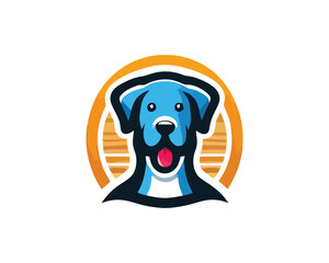 Cartoon dog logo design template. Dog head icon.