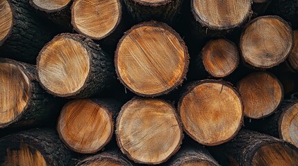 Fototapeta premium Stacked Wood Logs - A Rustic and Natural Resource