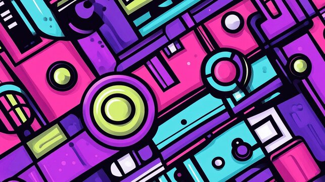 Abstract Geometric Pattern Bold Colors Design - Powered by Adobe