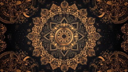 Naklejka premium Golden Mandala Design