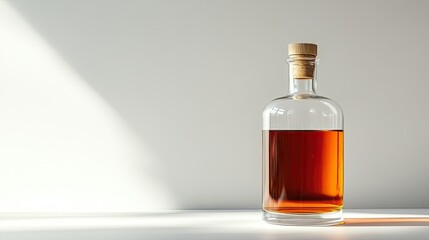 Fototapeta premium Elegant Amber Liquid in a Glass Bottle - A Still Life Composition