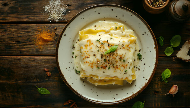 Meat cannelloni sauce bechamel