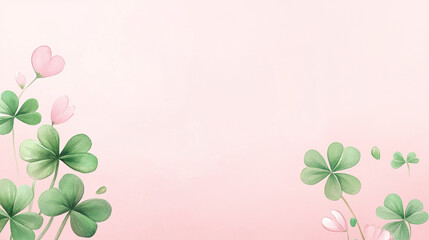 watercolor illustration of green clover leaves