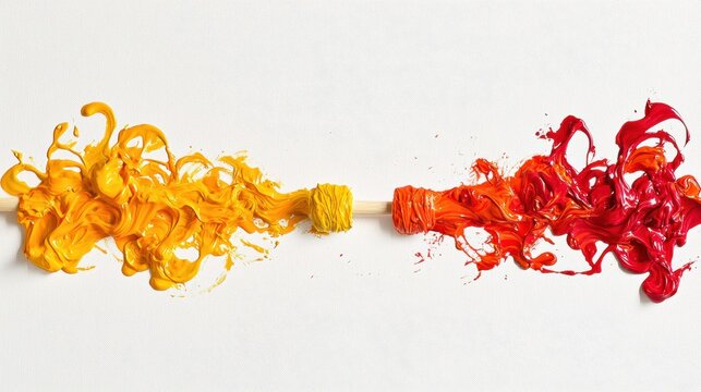 Colorful paint splashes art studio abstract artwork creative environment overhead view vibrant expression