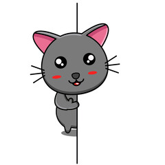 cute vector illustration of peeking cat mascot