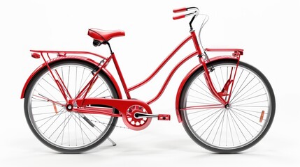 Fototapeta premium Red bike on white background, great for sporting goods adverts, healthy lifestyle blogs or packaging design.