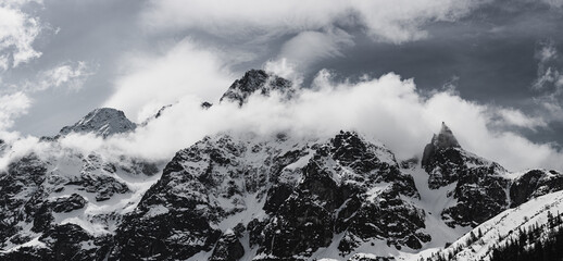Mountain peaks near Morskie Oko or Sea Eye Lake in Poland at Winter. Tatras range © Roxana
