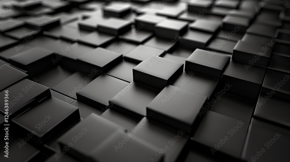 Canvas Prints abstract geometric pattern of black cubes.