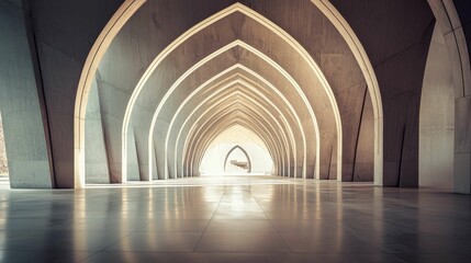 Fototapeta premium Serene Architectural Arches in Modern Interior Space