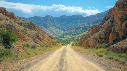 Fototapeta premium Serene Mountain Road: A Journey Through Nature's Majesty