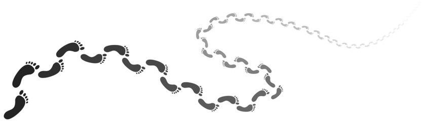 Step footprints paths. footstep prints and shoe steps . shoe tread footprints vector illustration isolated on white background.