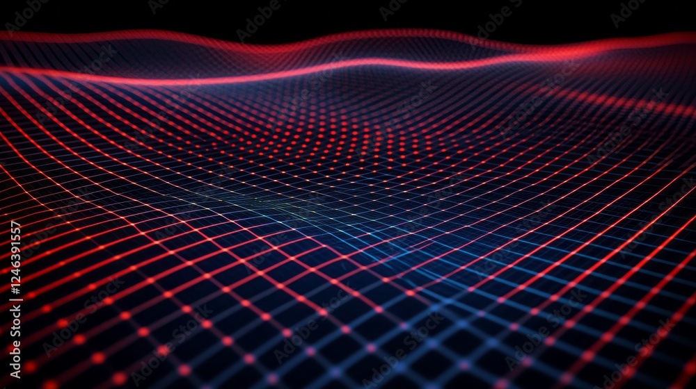 Poster this visual showcases a captivating dark blue grid overlay on a black background, accented by lumino