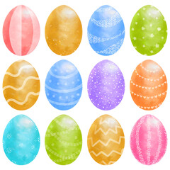 set of colorful easter eggs, isolated on white background