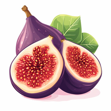purple figs with green leaves clip art preview
