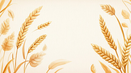 watercolor illustration of golden wheat ears