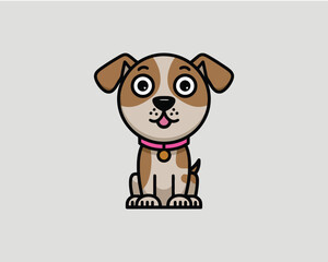 Cartoon dog logo design template. Vector illustration. Animal logotype concept.