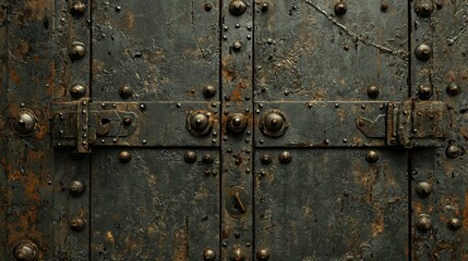 Fototapeta premium Rustic Metal Door with Antique Details and Weathered Texture