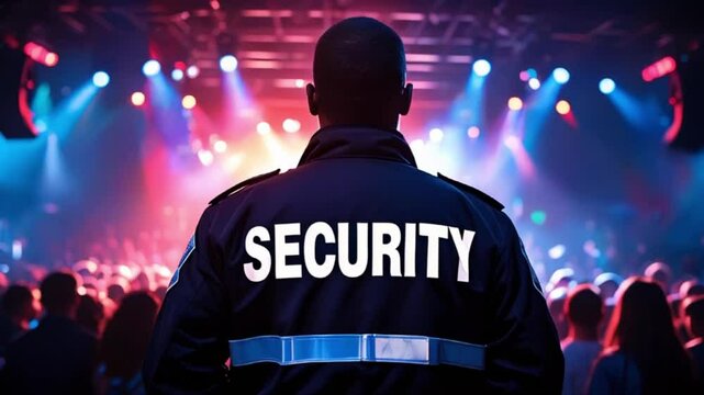 A security guard standing in a club
