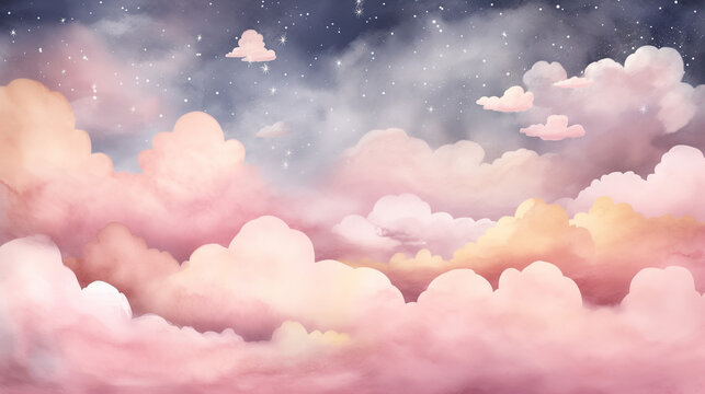 pink clouds and blue sky