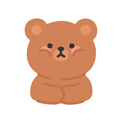 Korean Style Bear Emoji Puffed Cheeks with Folded Arms and Shy Expression