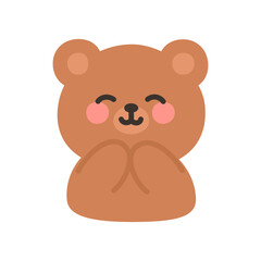 Korean Style Bear Emoji Happy Expression with Hands Together
