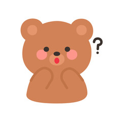Korean Style Bear Emoji Curious Thinking Expression
