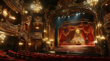 Obraz premium Elegant Vintage Theater Interior with Opulent Decor and Lighting