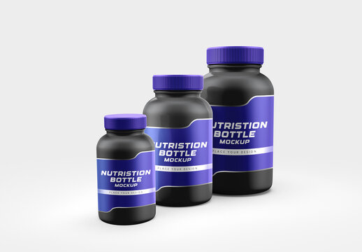 Food Supplement Plastic Jar Mockup