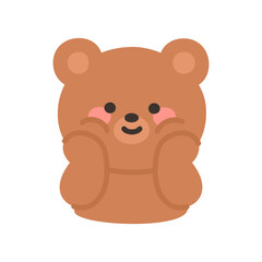 Korean Style Bear Emoji Blushing Hands Over Cheeks Shy Expression
