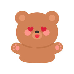 Korean Style Bear Emoji with Heart Eyes Expressing Love