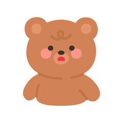 Korean Style Bear Emoji with Furrowed Brows and Dissatisfied Expression
