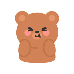 Korean Style Bear Emoji Smiling with Squinted Eyes Happy Reaction