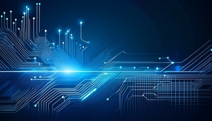 Obraz premium Abstract circuit board High-tech technology abstract background; network business concept, banner