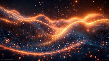 Obraz premium Abstract Glowing Particles Landscape: A Digital Masterpiece