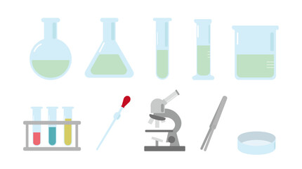 実験器具のベクターイラストセット 試験管 フラスコ laboratory equipment