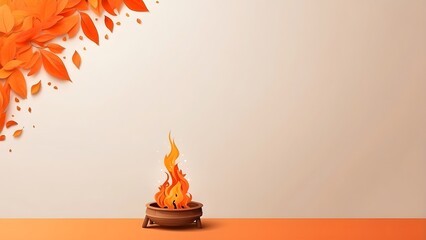 Lag BaOmer banner with empty space Without Text, Orange Minimal background