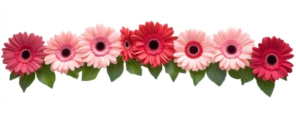 Vibrant Gerbera Daisy Row: A Delicate Floral Arrangement