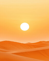 Isolated dunes under golden sunset with clean curves and warm tones