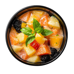 fruit salad in a bowl isolated on transparent background Remove png, Clipping Path, pen tool