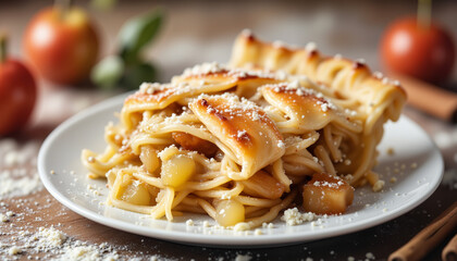 Fototapeta premium Delicious homemade apple pie with cinnamon, autumn comfort food