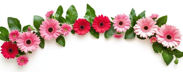 Fototapeta premium Vibrant Gerbera Daisy Floral Arrangement on White Background